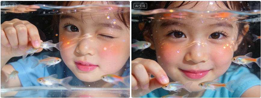 宝宝鱼缸互动写真