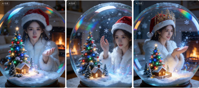 超现实圣诞巨型雪球摄影