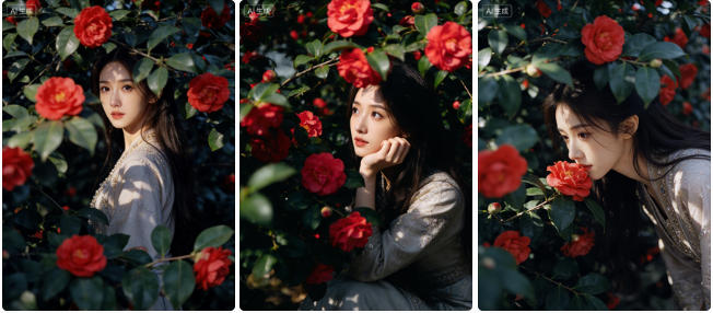 春日午后山茶花复古照片