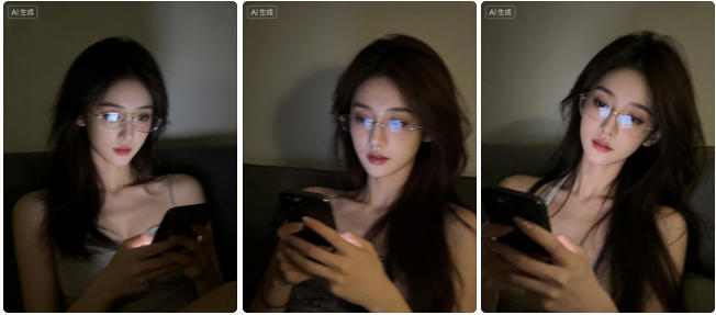 戴眼镜御姐沙发玩手机