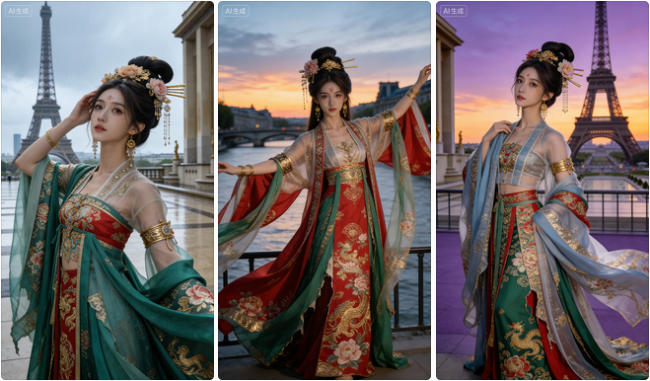 大唐盛世贵妃巴黎铁塔写真