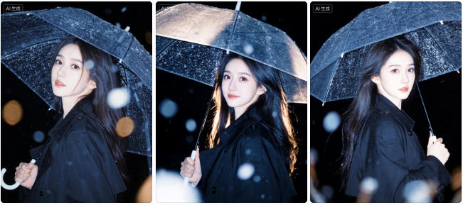 冬季雨夜户外半身写真