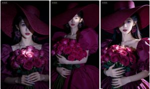 复古大草帽暗黑氛围感写真