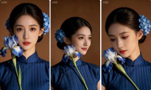 复古旗袍鸢尾花肖像照片