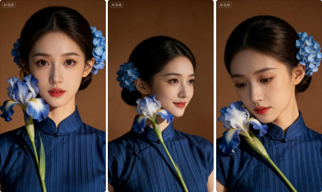 复古旗袍鸢尾花肖像照片