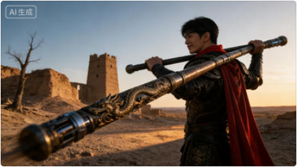 戈壁废墟武侠赛博风战士