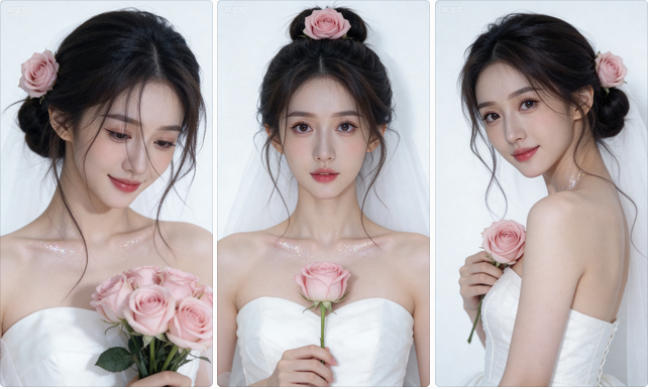 韩系清冷感婚纱自拍