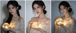 韩系丸子头捧球人像摄影