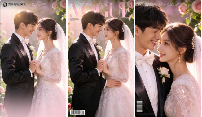 花园里的浪漫婚纱照