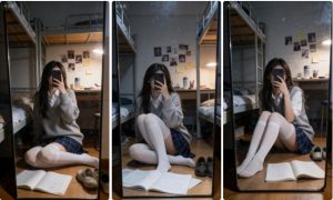 女生宿舍镜子自拍照片