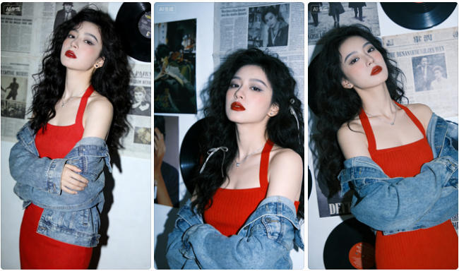 清冷港风卷发复古写真