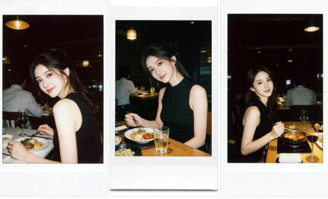 日系餐厅复古胶片自拍