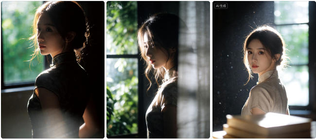 室内逆光少女旗袍摄影