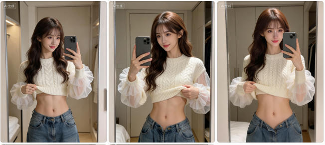 现代卧室更衣区镜子自拍