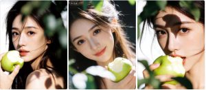 咬苹果真人质感照片