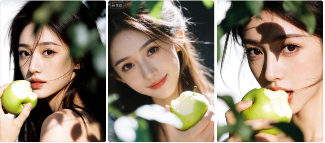 咬苹果真人质感照片