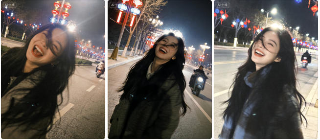 夜晚马路街拍照片